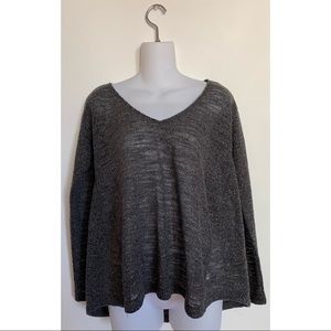 Aeropostale | Womens Sparkly Gray Open Knit V-Neck Long Sleeve Shirt Size Medium